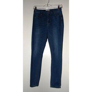Womens/Juniors Rue 21 Blue Straight Leg Faded Denim Elastic Waist Jeans Size 8